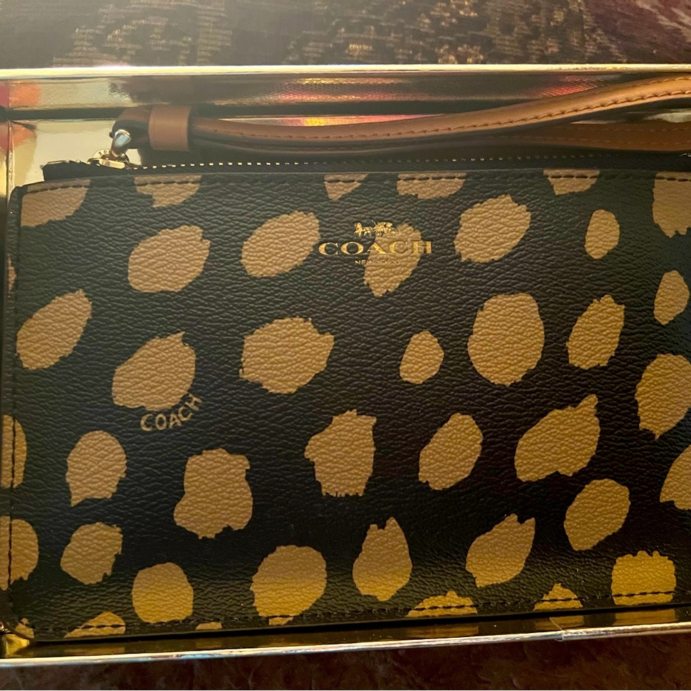 Brown Coach Deer Spot wristlet